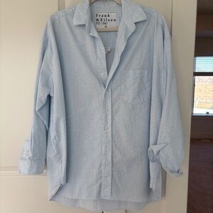 Frank & Eileen Shirley Italian Oxford, Blue Stripe (NWOT)